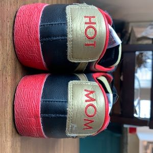 Nike athletic shoes ID “Hot Mom” women’s size 9.5 black leather with red swoosh